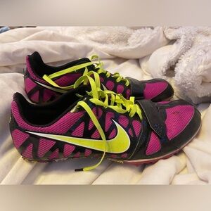 Nike Womens Zoom Rival Sprint Track Shoes Size 9.5 Purple Black Neon